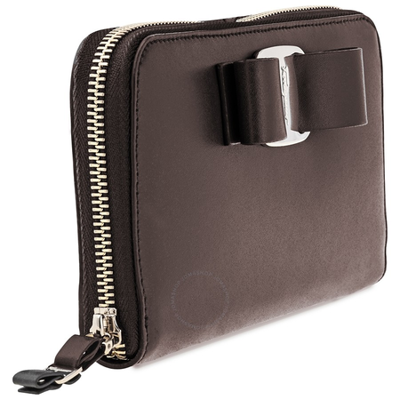 Ferragamo Vara Bow Zip Wallet Flannel Bone Antique Rose 22D267 716067 22D267 716067
