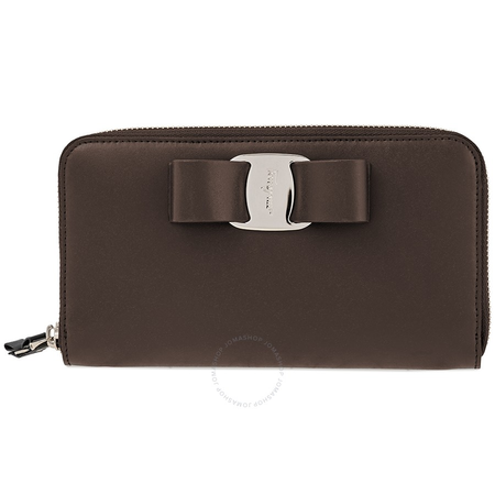 Ferragamo Vara Bow Zip Wallet Flannel Bone Antique Rose 22D267 716067 22D267 716067