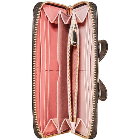 Ferragamo Vara Bow Zip Wallet Flannel Bone Antique Rose 22D267 716067 22D267 716067