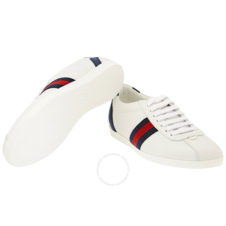 Gucci Ladies Bambi Low-Top White Leather Sneaker 408496 AXWL0 9064