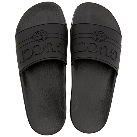 Gucci Ladies Logo Black Rubber Slide Sandal 525140 JCZ00 1031