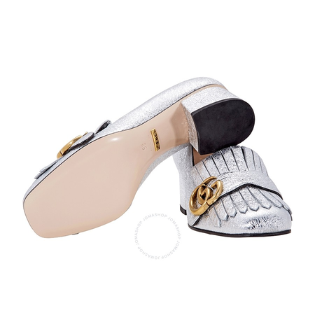 Gucci Metallic Silver Mid-heel Pump -GC408208DKT00-SV