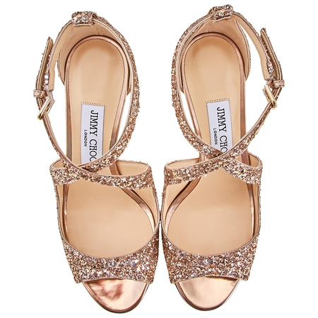 Jimmy Choo Womens Emily 85 Glitter Fabric Sandals EMILY 85 SAO