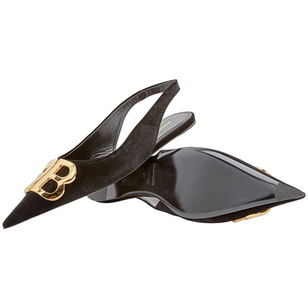 Balenciaga Ladies Black Knife Velvet Slingback Sandals 525965 W1GU0 1000
