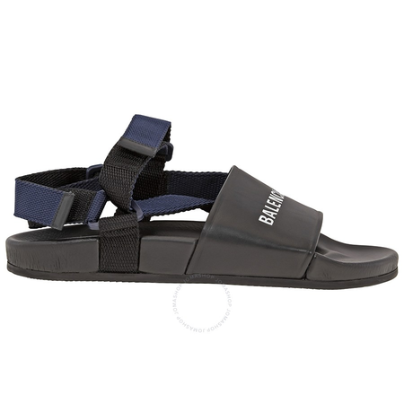 Balenciaga Men's Black/Navy Logo Sandals 506348 WAWF5 1093