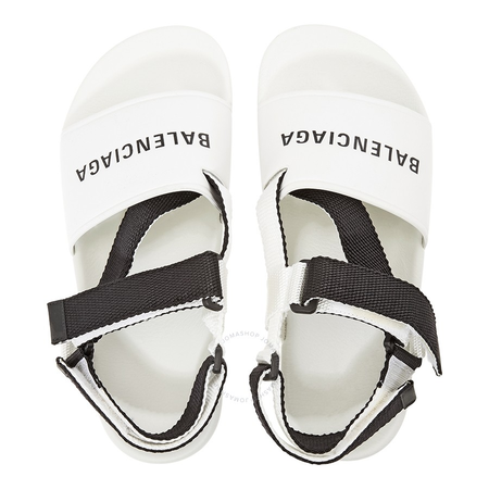 Balenciaga Men's White, Black Logo Sandal Strap Size 40 (7 US) 506348 WAWF5 9061