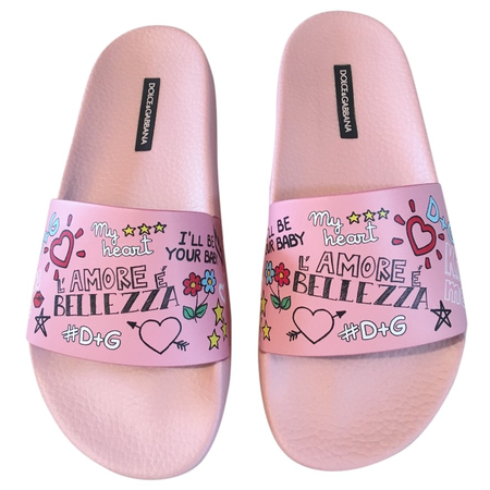 Dolce and Gabbana Dolce & Gabbana Ladies Slipper in Soft Pink and Beach Graffiti CW0047 AU602 HEP52