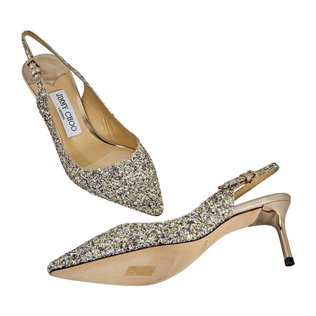 Jimmy Choo Ladies Erin 60 Slingback Coarse Glit 191 ERIN 60 GTZ PLATINUM MIX