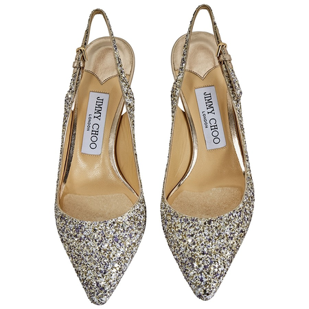Jimmy Choo Ladies Erin 60 Slingback Coarse Glit 191 ERIN 60 GTZ PLATINUM MIX