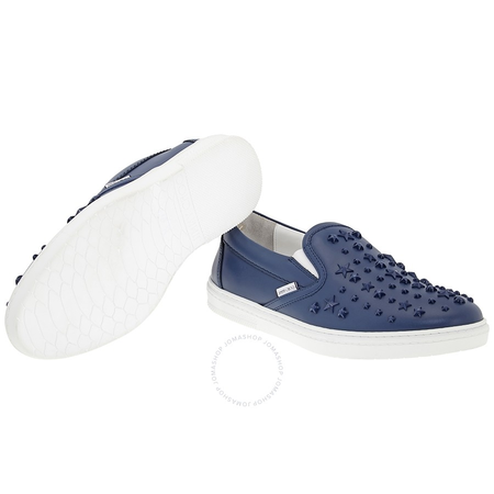 Jimmy Choo Men's Ocean Blue Skate Leather Star Sneakers 184 GROVE OMX OCEAN
