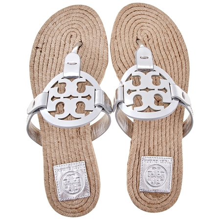 Tory Burch Ladies Sandal Espadrille Silver Miller Espadrille Sandal 47743-040