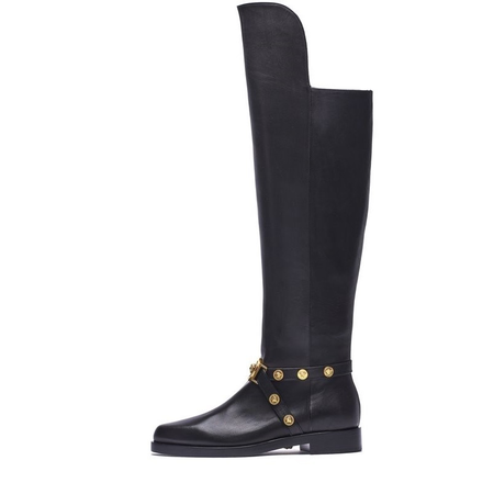 Versace Ladies Black Flat Boot Ankle Strap DSR667E DVT2U