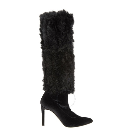 Giuseppe Zanotti Ladies Black 90 Knee Fur Leg Boots I870013/003