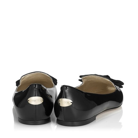 Jimmy Choo Ladies Flat Gala Bow Patent 144 GALA PAT BLACK