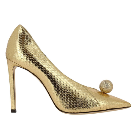 Jimmy Choo Ladies High Pump Gold/Gold 100 Sadira Met Elaph Heels 182 SADIRA 100 CDW GOLD/GOLD
