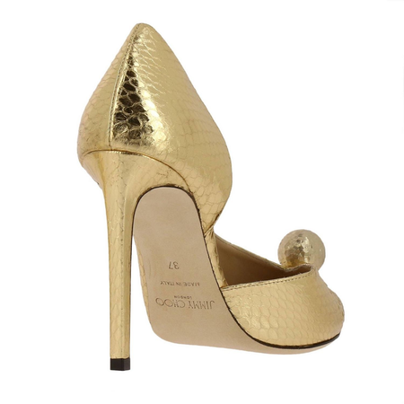 Jimmy Choo Ladies High Pump Gold/Gold 100 Sadira Met Elaph Heels 182 SADIRA 100 CDW GOLD/GOLD