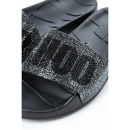 Jimmy Choo Ladies Slipper  Black Rey F Slide Crystal Sandals Size 37 184 REY/F CYR BLACK MIX