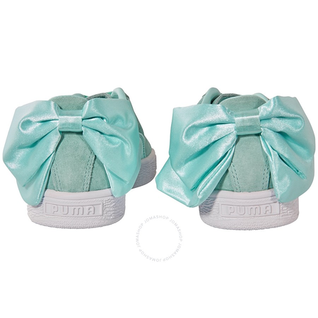 Puma Ladies Turquoise Basket Suede Bow Sneakers 36731703 ISLAND PARADISE