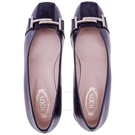 Tod's Ladies Flats Navy Ballerina 3cm Db T Slvr Bukl- Size 35 UK / 5 US XXW09B0Z66AJPEU824