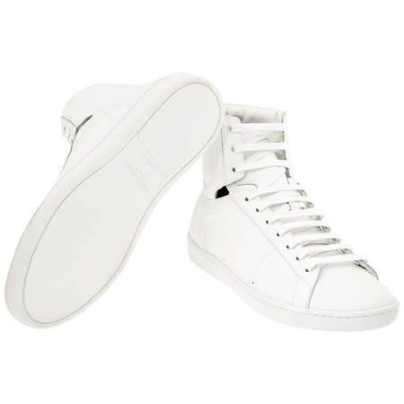 Saint Laurent Men's High Top Lace-up Sneakers in White 417850 0MP00 9030