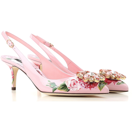 Dolce and Gabbana Dolce & Gabbana Ladies Sandals in Soft Pink with Sling Print CG0183 AU562 HDR40