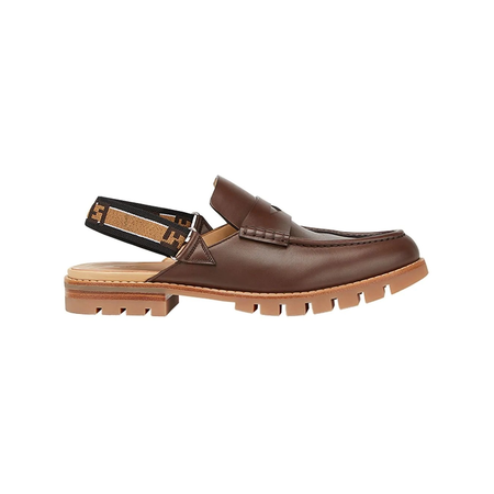 Fendi Men's Italian Luxury Shoes Slingback Strap Loafers 7D1143-XE0-F11UQ