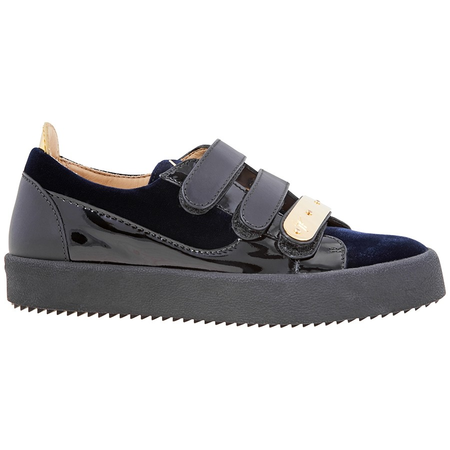 Giuseppe Zanotti Ladies Navy Sneakers New 3 Velcro Velvet RW80010/001