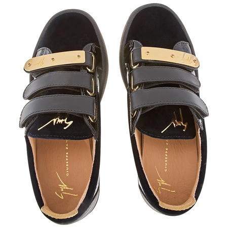 Giuseppe Zanotti Ladies Navy Sneakers New 3 Velcro Velvet RW80010/001
