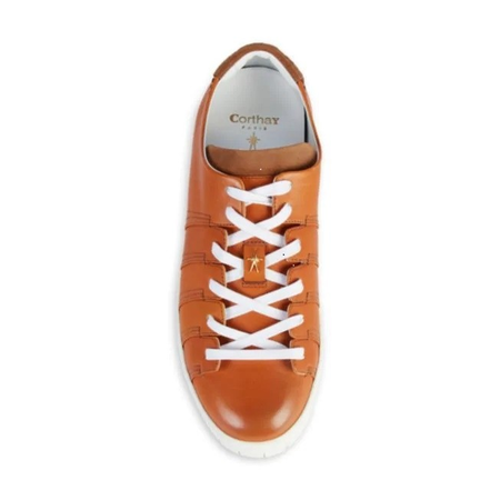 Pierre Corthay Men's Brown Sneakers Patna Calf, Suede Tab NINE CALF DARK BROWN
