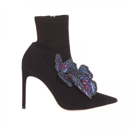 Sophia Webster Ladies Black and Blue Riva Ank Boot Butterfly SAM18039 BLACK & BLUE MULTI