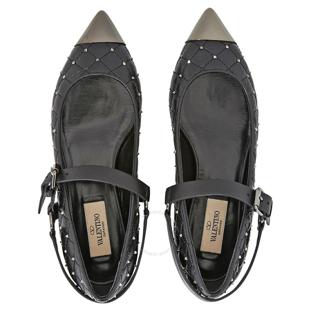 Valentino Valentino Pointy-Toe Studded Ballet Flats in Black S0E31BWM-BK