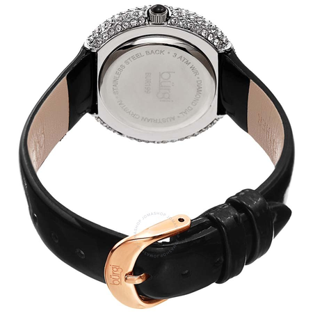 Burgi Ladies Diamond Swarovski Crystal Sparkling Dial Leather Strap Watch BUR199BKR