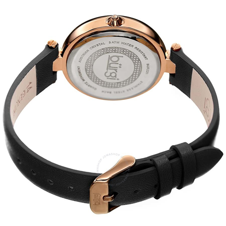 Burgi Ladies Glitter Ombre Swarovski Crystal Dial Genuine Leather Strap Watch BUR225BK
