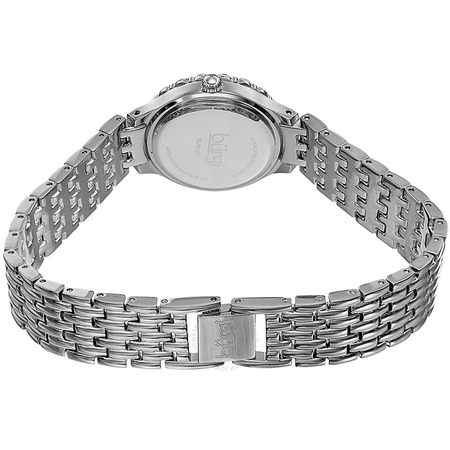 Burgi Silver-tone Brass Case Mother of Pearl Diamond Dial Ladies Watch BUR107SS