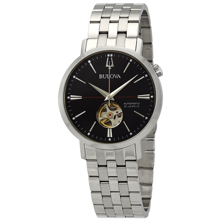 Bulova Classic Automatic Black Dial Stainless Steel Men's Watch 96A199