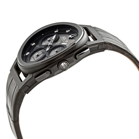 Bulova CURV Chronograph Quartz Diamond Black Dial Men's Watch 98D152
