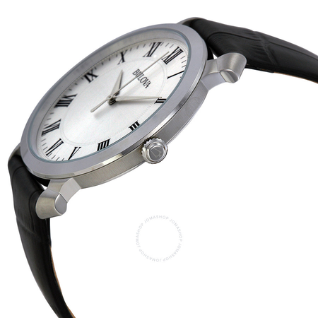 Bulova Dress Silver Dial Black Leather Men's Watch 96A133