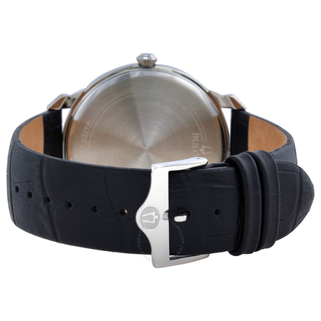 Bulova Dress Silver Dial Black Leather Men's Watch 96A133