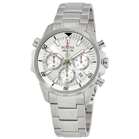 Bulova Marine Star White Dial Stainless Steel Men's Watch 96B255