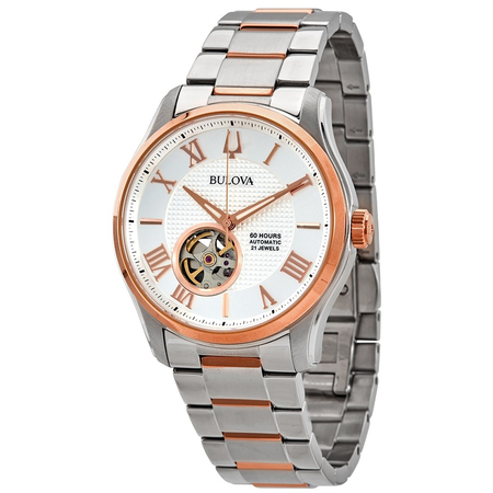 Bulova Wilton Automatic Silver Dial Men's Two Tone Watch 98A213