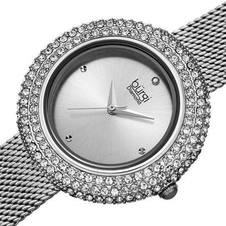 Burgi Ladies Argyle Dial Swarovski Crystal Glamor Mesh Bracelet Watch BUR220SS
