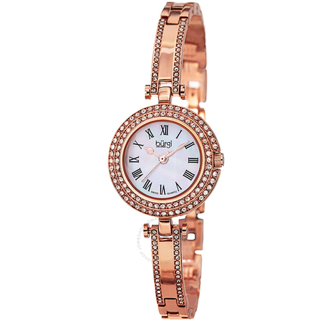 Burgi Mother of Pearl Dial Rose Gold-tone Brass Case Ladies Watch BUR108RG