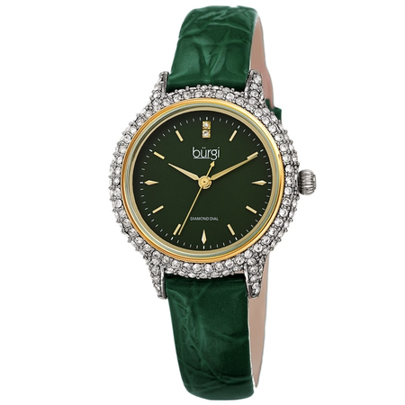 Burgi Quartz Diamond Green Dial Ladies Watch BUR249GN