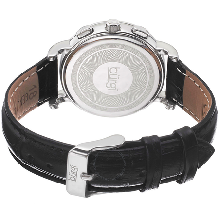 Burgi White Mother of Pearl Dial Black Leather Strap Ladies Watch BUR087BK