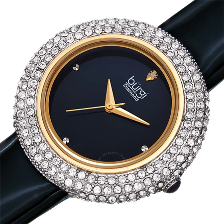 Burgi Ladies Diamond Swarovski Crystal Sparkling Dial Leather Strap Watch BUR199BU