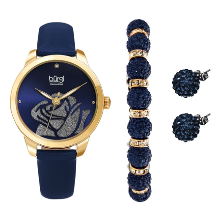 Burgi Quartz Diamond Blue Dial Ladies Watch BUR244BU-S