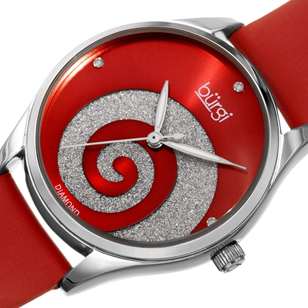 Burgi Quartz Diamond Red Dial Ladies Watch BUR201RD