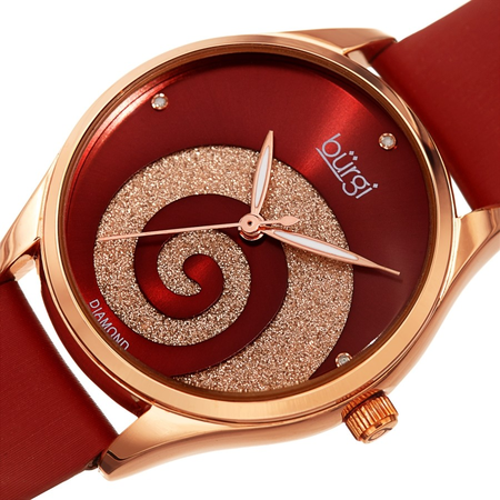 Burgi Quartz Diamond Red Dial Ladies Watch BUR201RGR