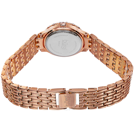 Burgi Rose Gold-Tone Brass Case Mother of Pearl Diamond Dial Ladies Watch BUR107RG