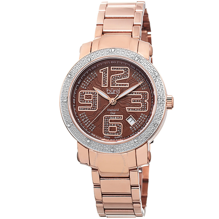 Burgi Rose Gold-tone Stainless Steel Diamond Bezel Ladies Watch BUR091RG
